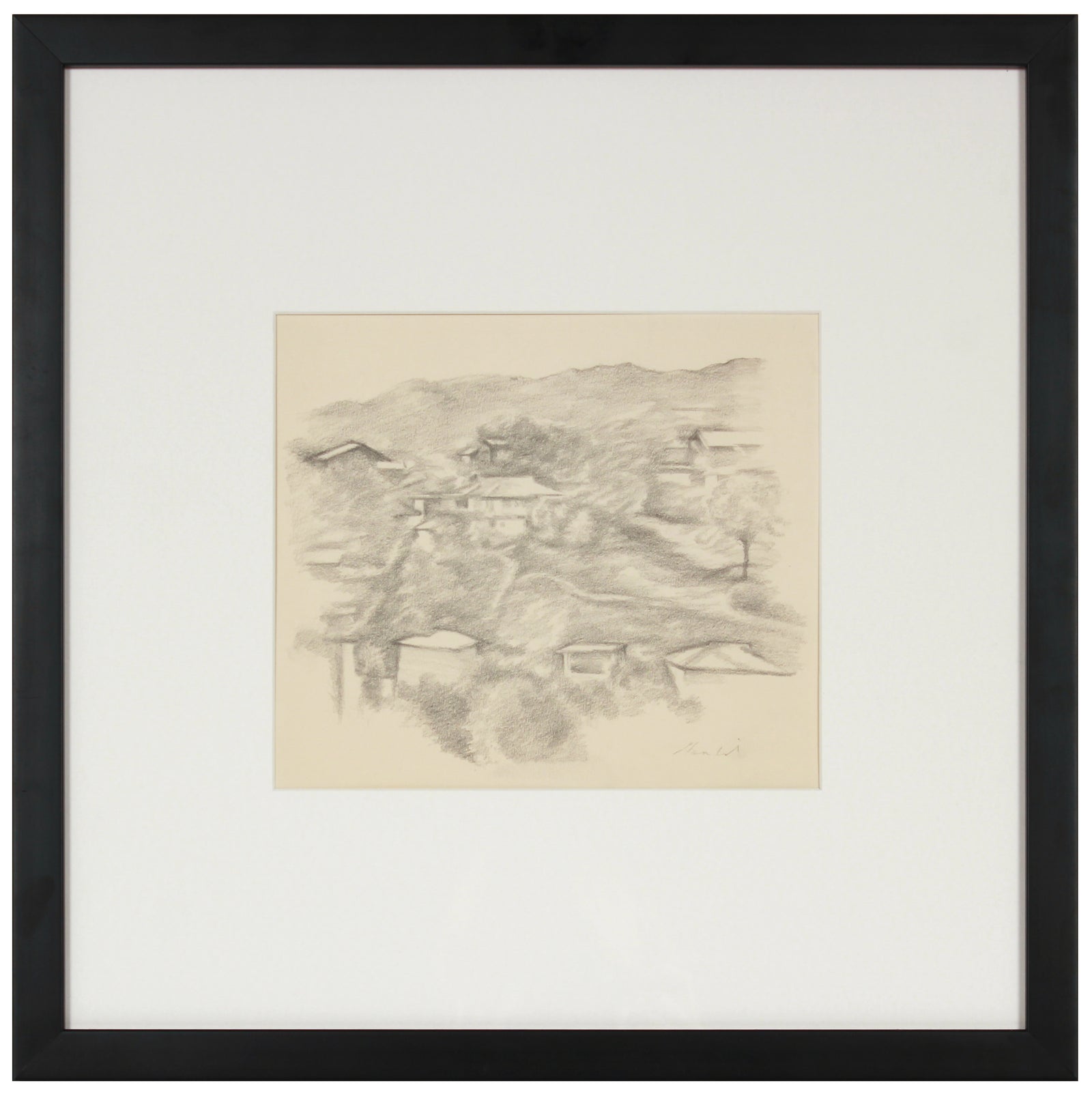 Aerial View of Hillside <br>Late 20th Century Graphite <br><br>#71502