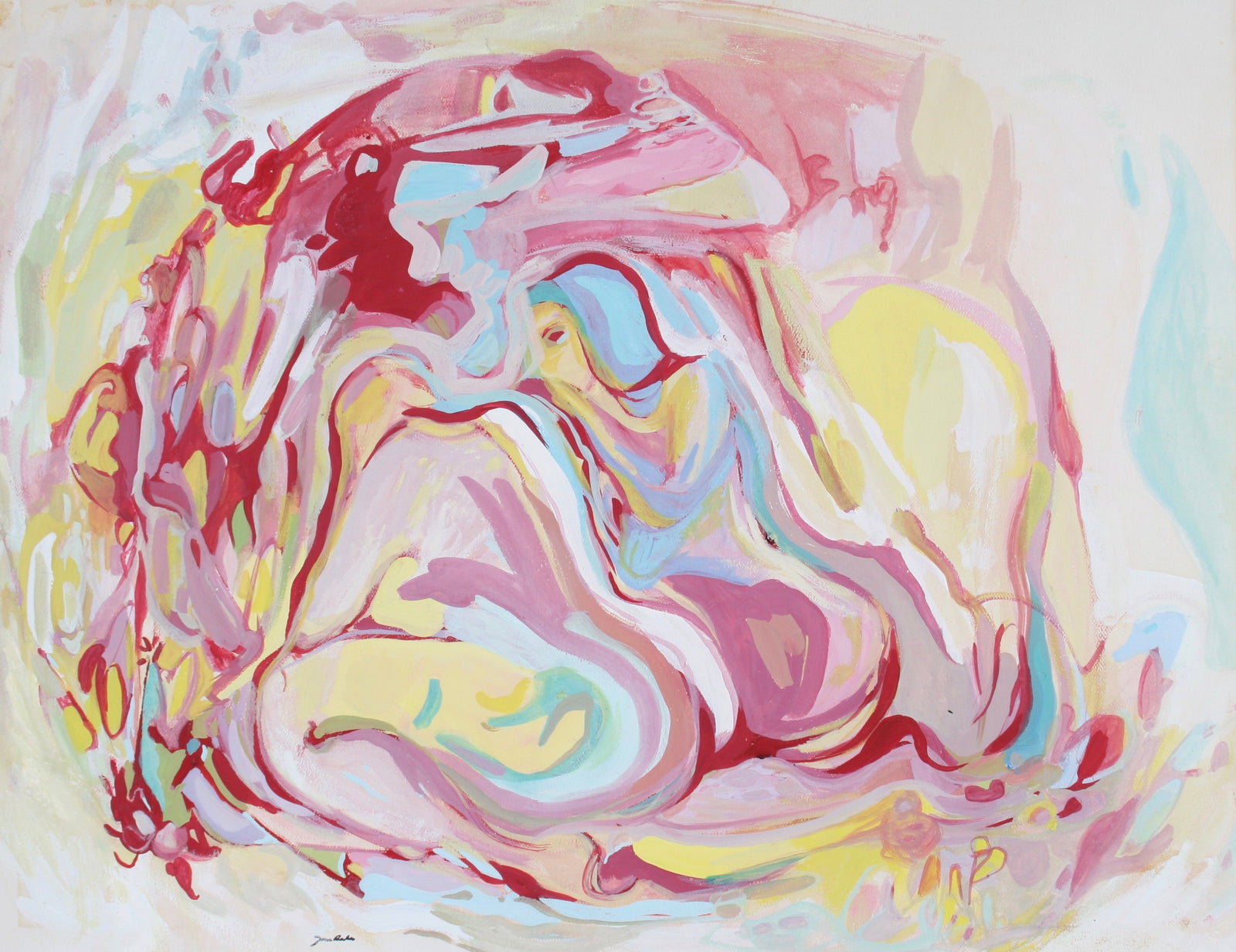 Bay Area Figurative Abstract<br>Early 1960s Oil on Paper<br><br>#72066