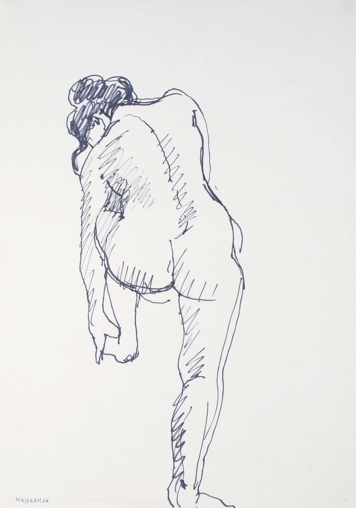 Crouched Female Nude&lt;br&gt;Mid-Late 20th Century Ink on Paper&lt;br&gt;&lt;br&gt;#72093