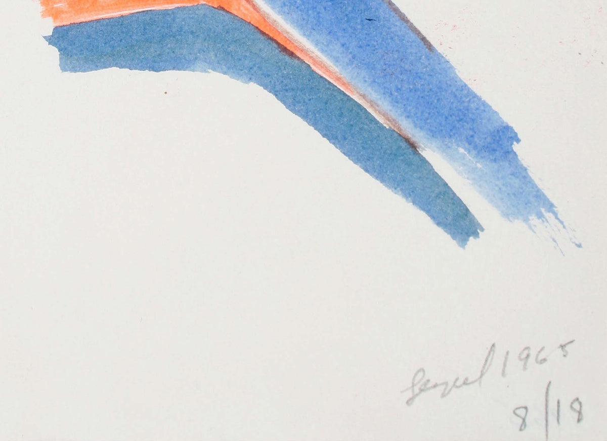 Blue and Orange Abstract Hills<br>1965 Watercolor and Pastel<br><br>#72099