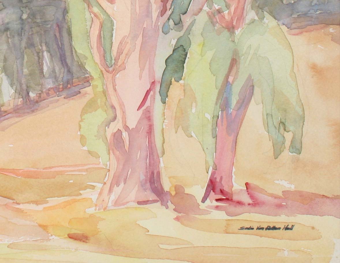 California Landscape with Trees<br>Mid Century Watercolor<br><br>#72104