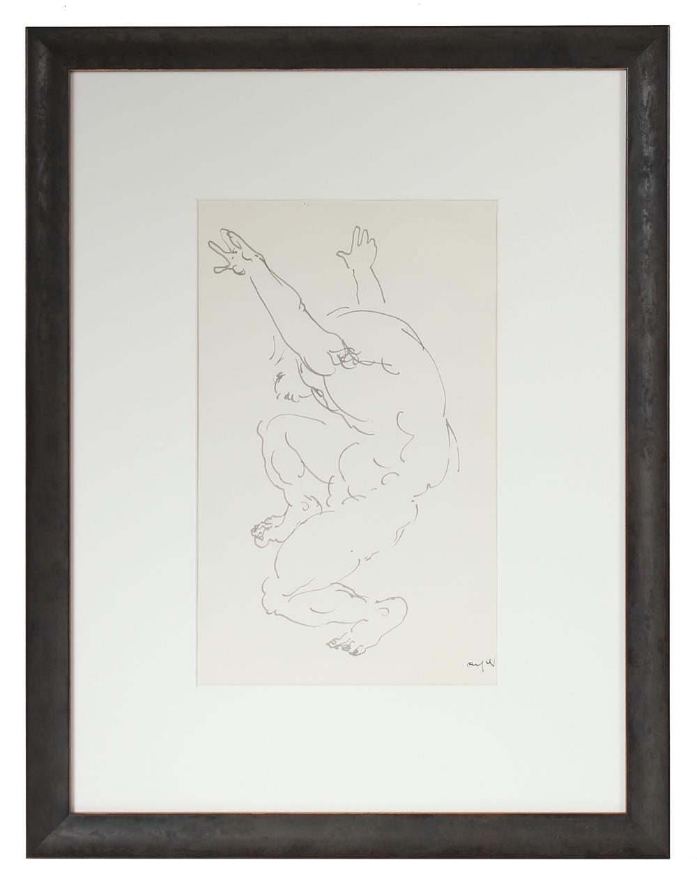 Dancing Nude Figure<br>Mid-Late 20th Century Ink<br><br>#72122