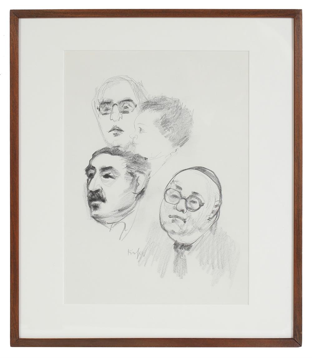 Modernist Portrait Studies<br>Mid-Late 20th Century Graphite<br><br>#72131