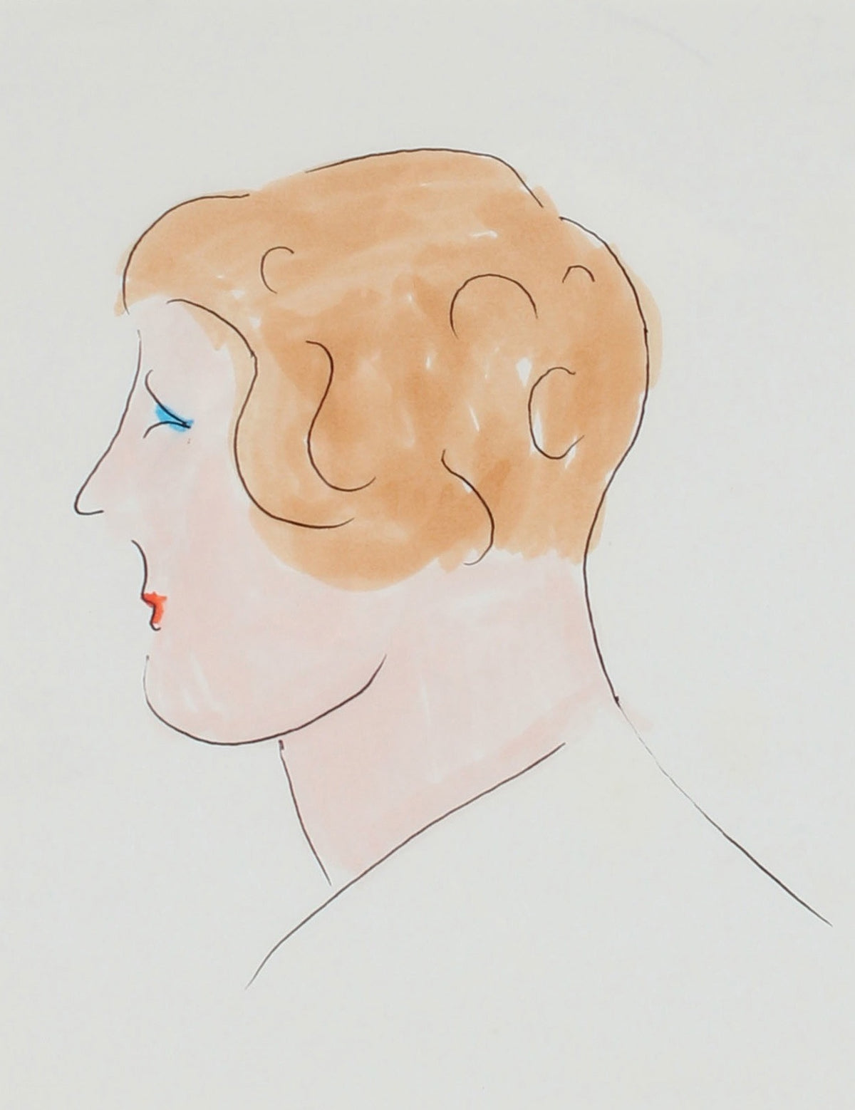 Portrait in Profile <br>1970s Felt Marker <br><br>#7602