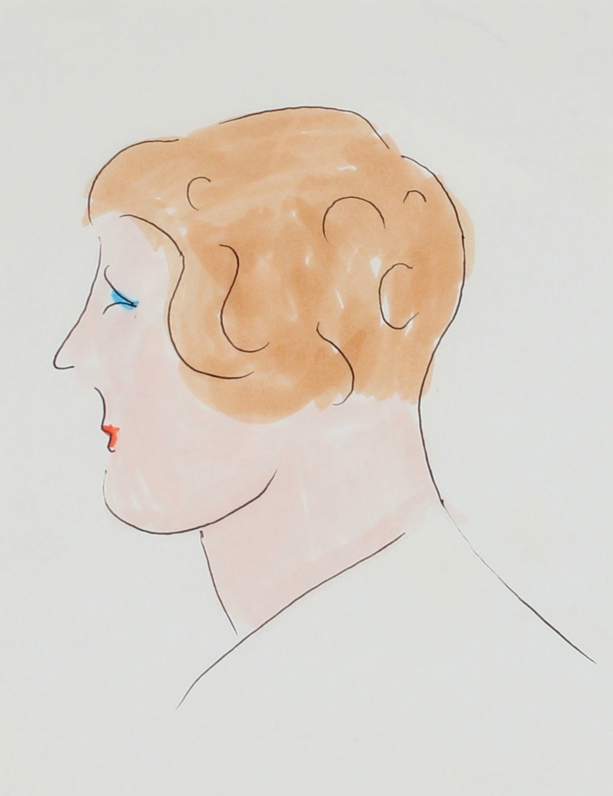 Portrait in Profile <br>1970s Felt Marker <br><br>#7602