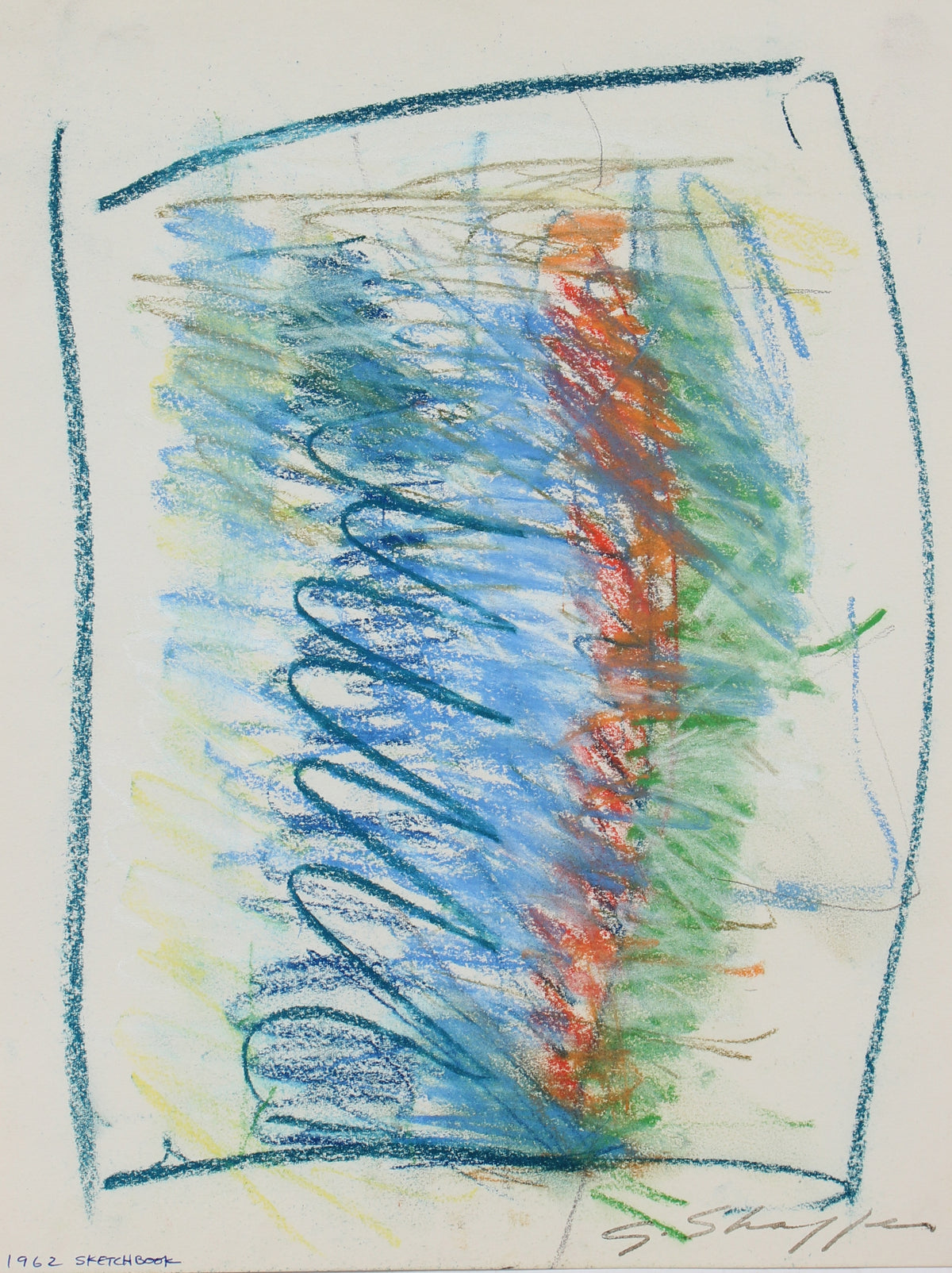Abstracted Box in Green &amp; Blue &lt;br&gt;1962 Pastel &lt;br&gt;&lt;br&gt;#8155