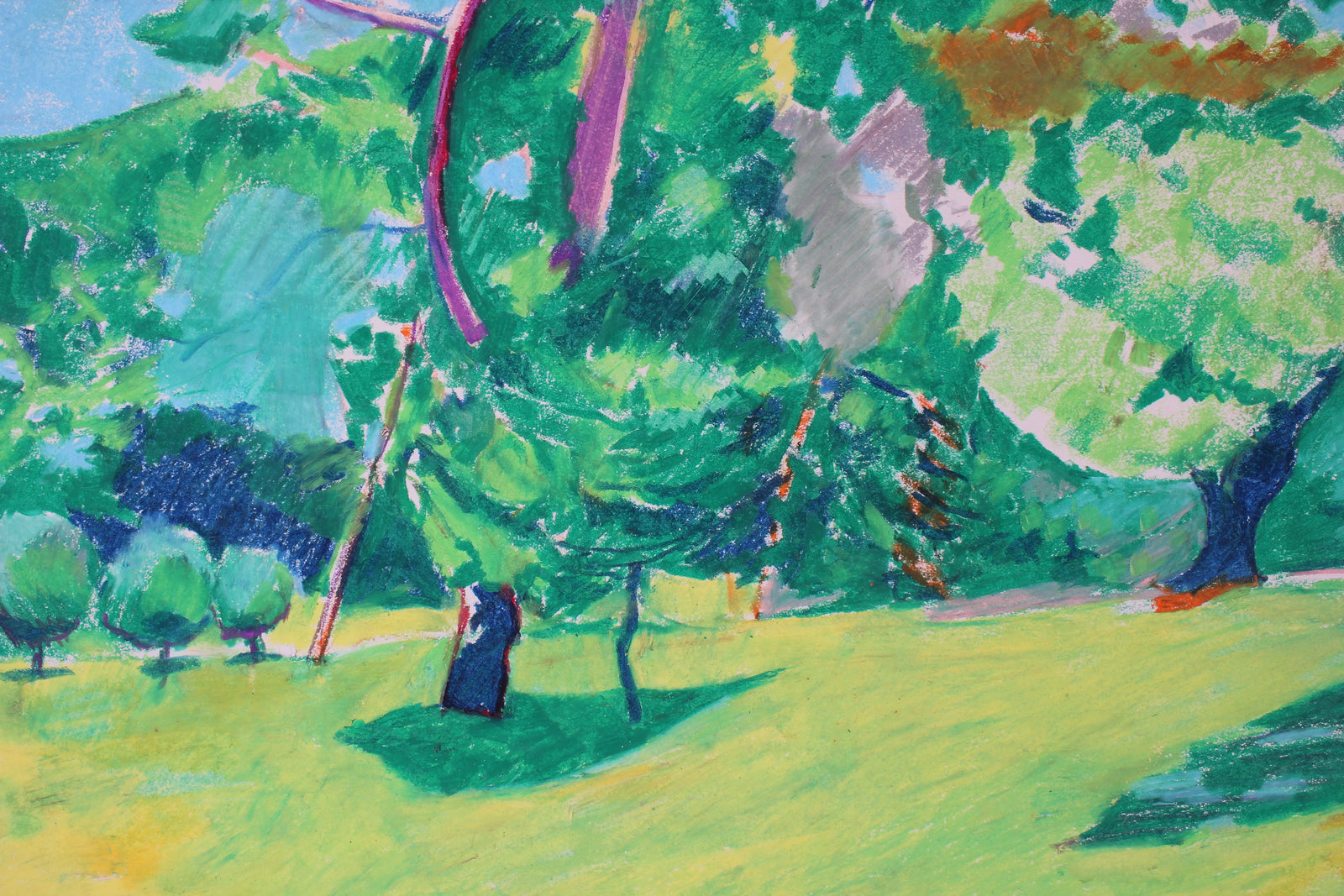 Vivid Abstracted Landscape<br>20th Century Oil Pastel<br><br>#81866