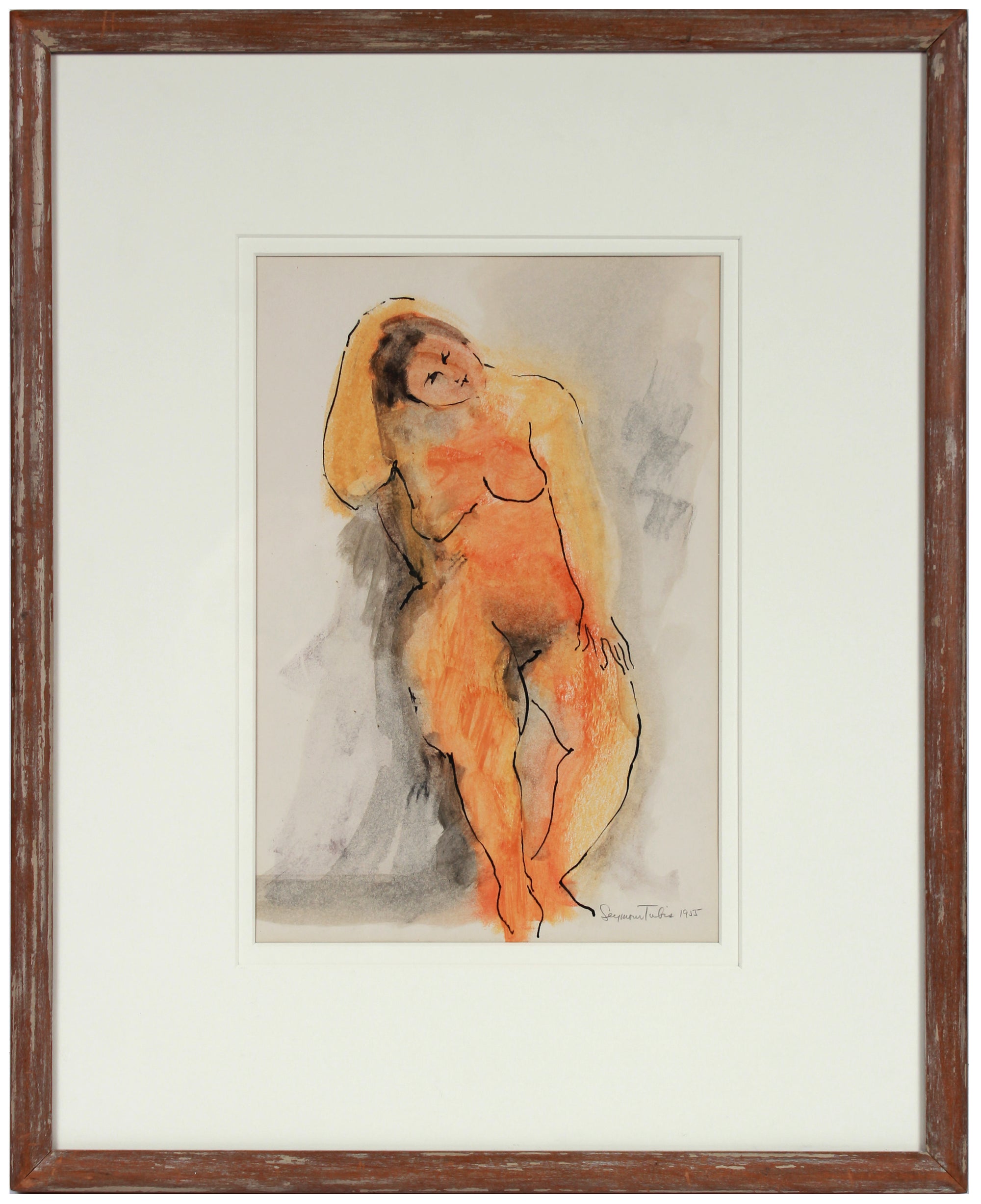 <i>Seated Nude</i> <br>1955 Ink & Wax <br><br>#83519