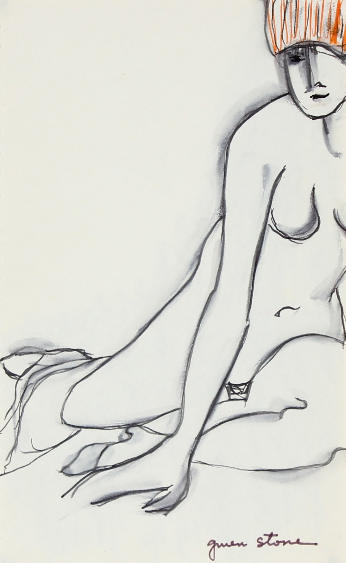 Reclining Nude&lt;br&gt;Late 20th Century Ink&lt;br&gt;&lt;br&gt;#84632