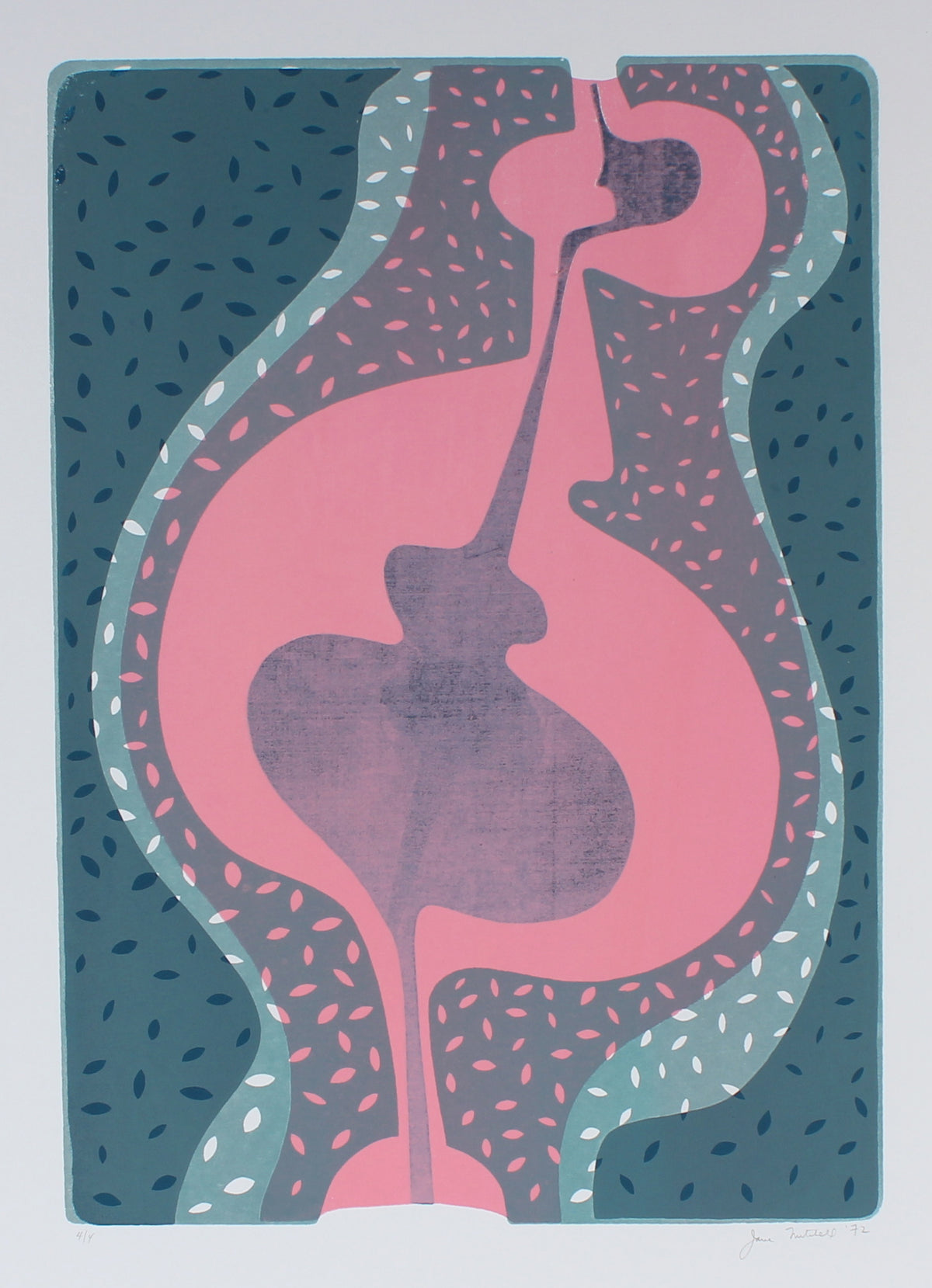 Abstract Forms in Pink &amp; Blue &lt;br&gt;1972 Serigraph &lt;br&gt;&lt;br&gt;#86379