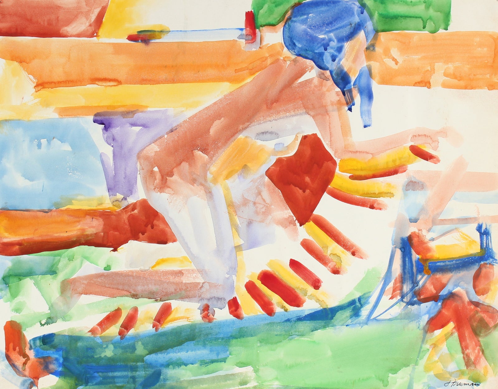 Colorful Abstraction <br>20th Century Watercolor <br><br>#86663