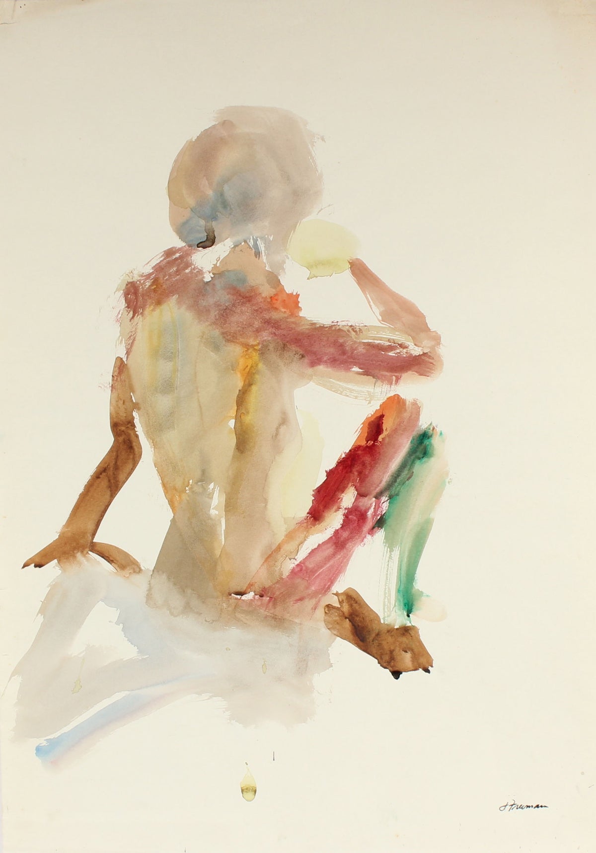 Abstract Seated Figure &lt;br&gt;1960 Watercolor &lt;br&gt;&lt;br&gt;#86673