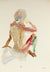 Abstract Seated Figure <br>1960 Watercolor <br><br>#86673