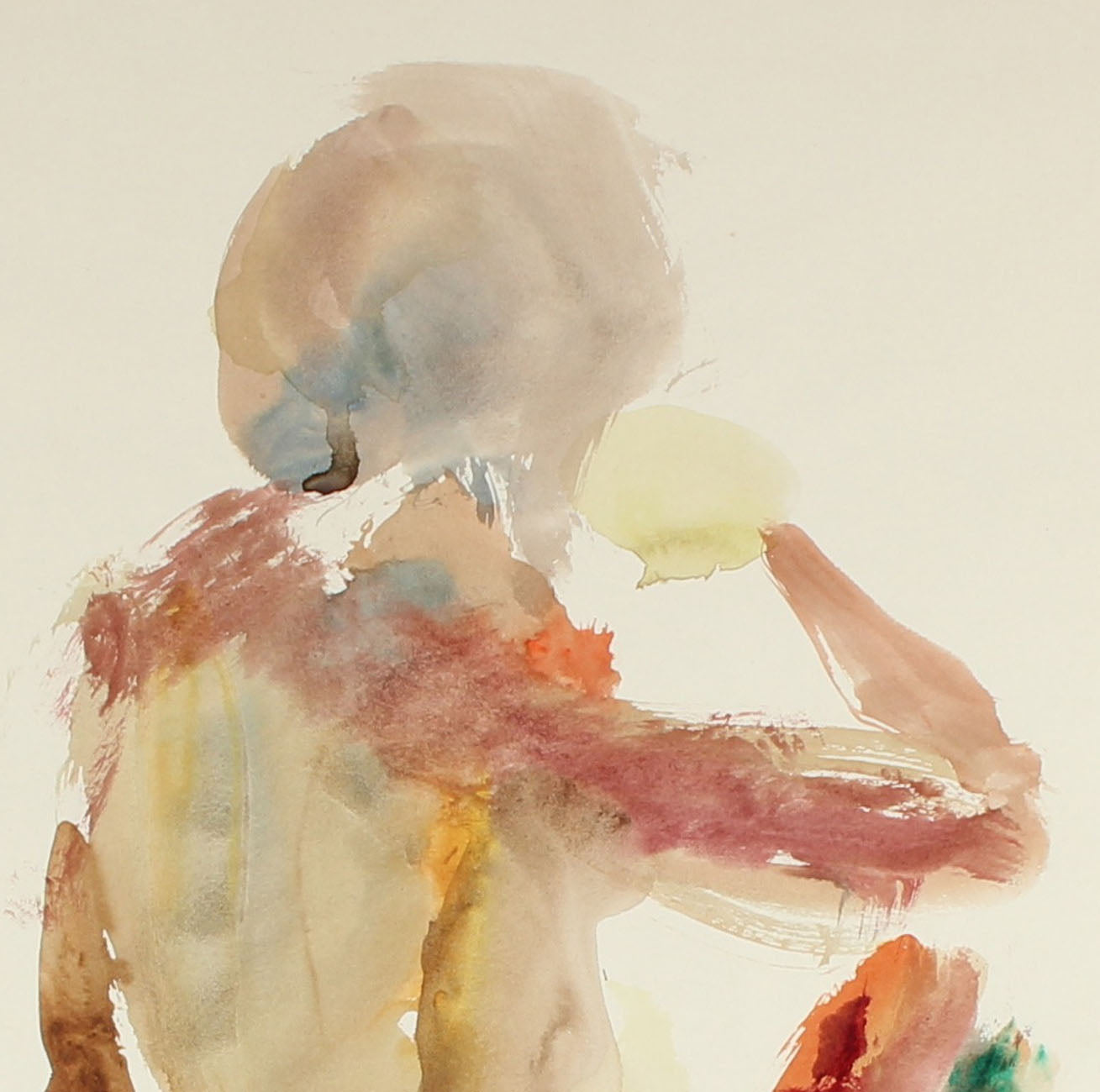 Abstract Seated Figure <br>1960 Watercolor <br><br>#86673