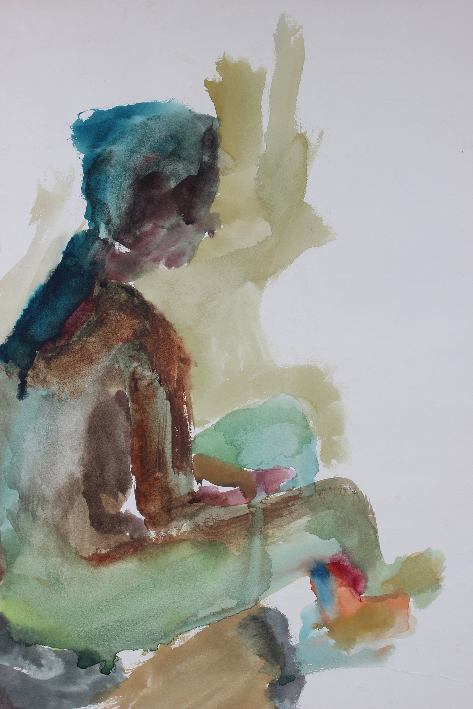 Abstract Seated Figure <br>1962 Watercolor <br><br>#86676