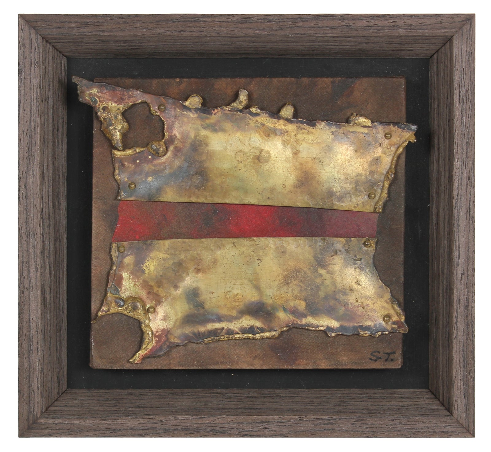 <i>Olé</i>, 20th Century<br>Bronze, Cloth & Acrylic on Wood Panel<br><br>#87881