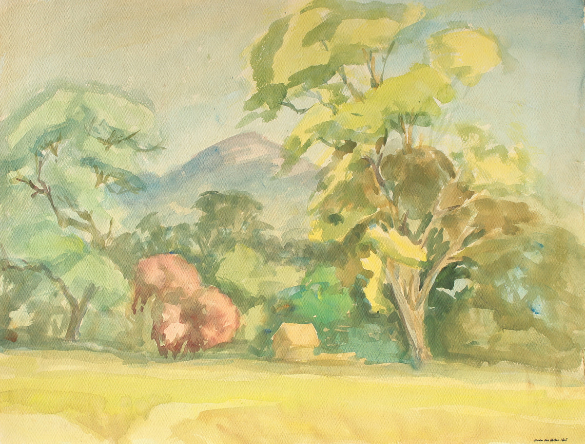 Bright Central Valley California Scene &lt;br&gt;Mid Century Watercolor &lt;br&gt;&lt;br&gt;#88055