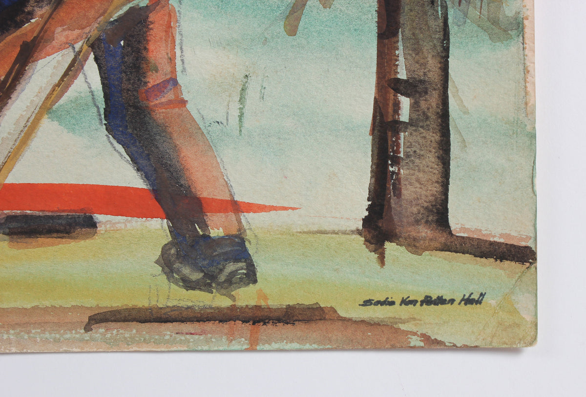 San Francisco Fisherman's Wharf<br>Mid Century Watercolor<br><br>#88071