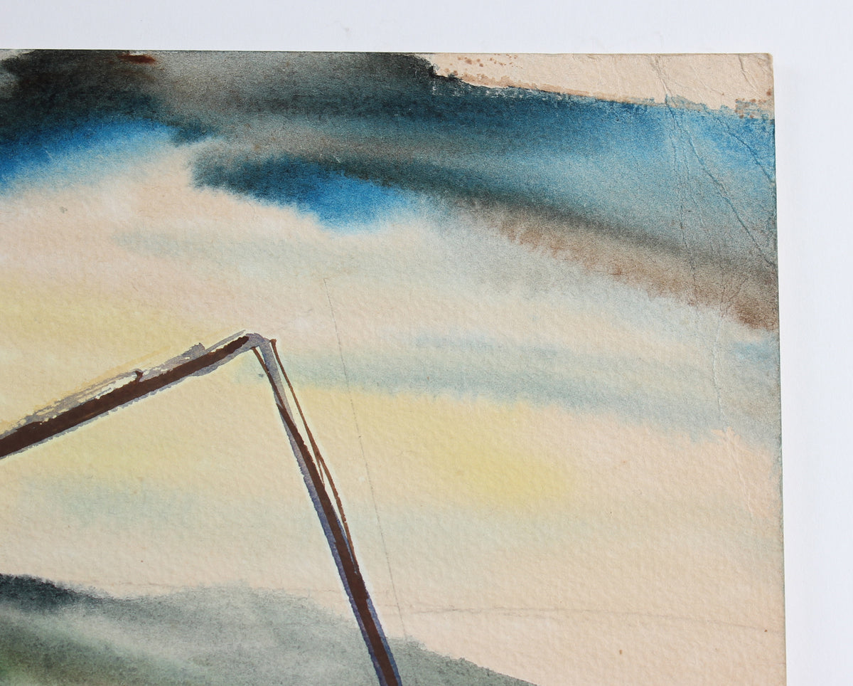 San Francisco Fisherman's Wharf<br>Mid Century Watercolor<br><br>#88071