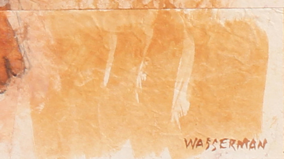 Dinner Scene with Family & Child<br>Mid-Late 20th Century Gouache<br><br>#88212