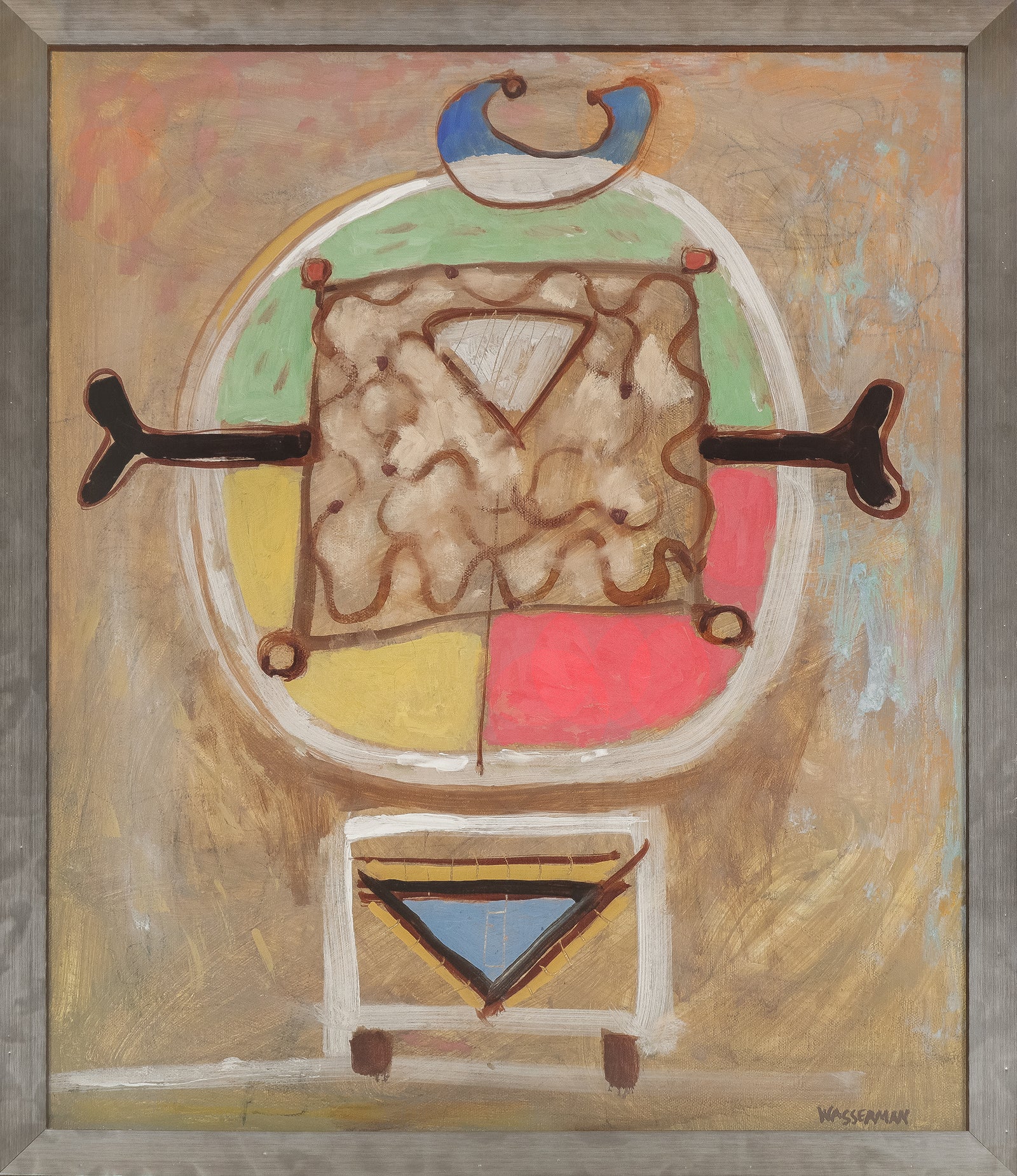 Modernist Geometric Abstract <br>20th Century Oil <br><br>#89526