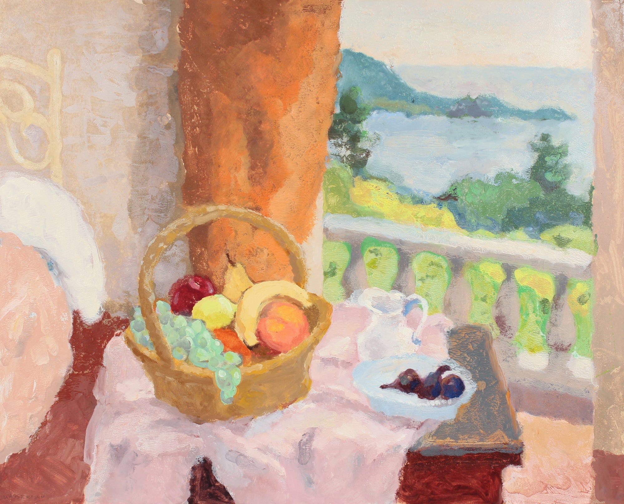 Dreamy Window Sill Still Life<br>20th Century Oil and Monotype <br><br>#89545