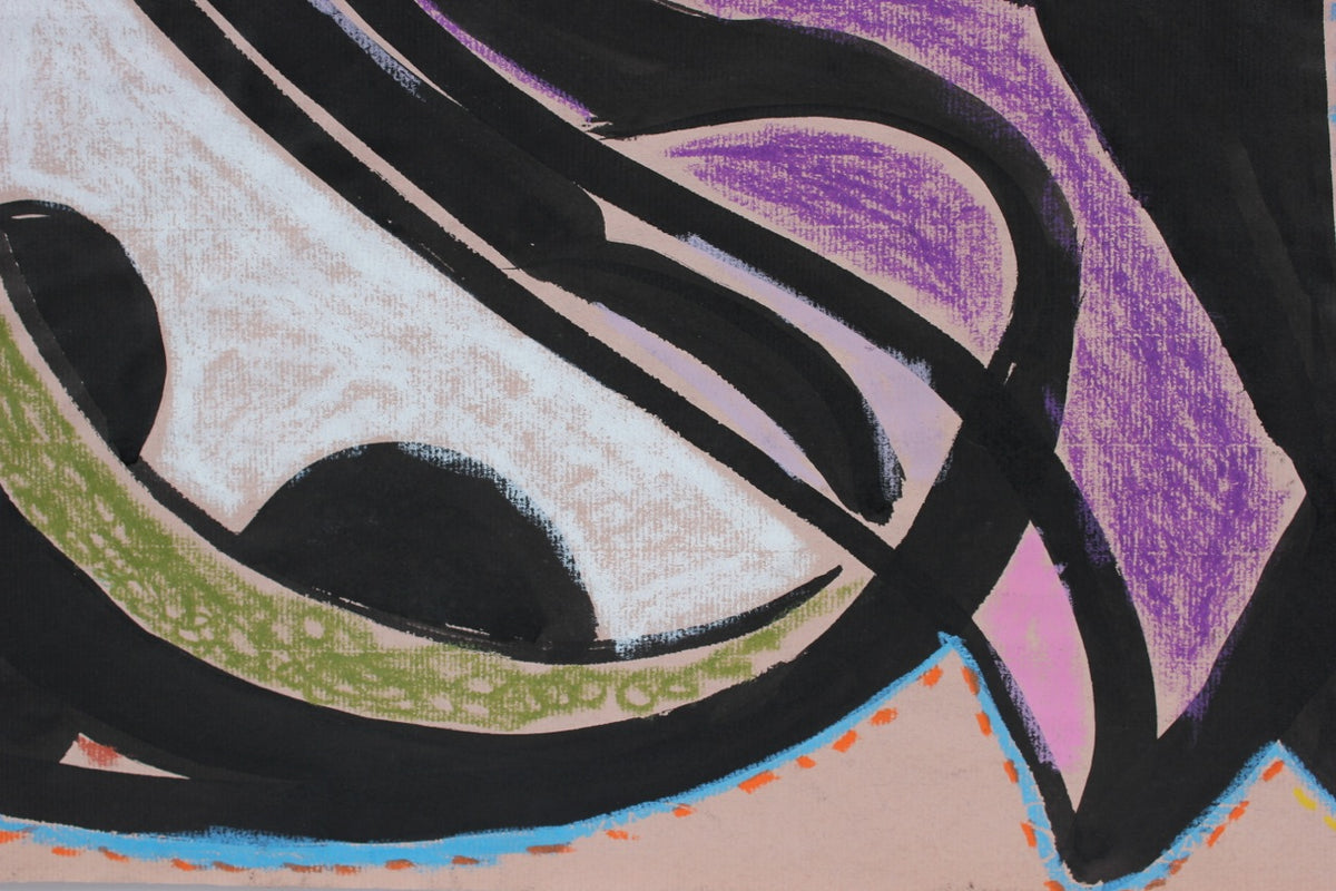 Bold Organic Abstract<br>1972 Oil Pastel, Ink & Graphite<br><br>#89563