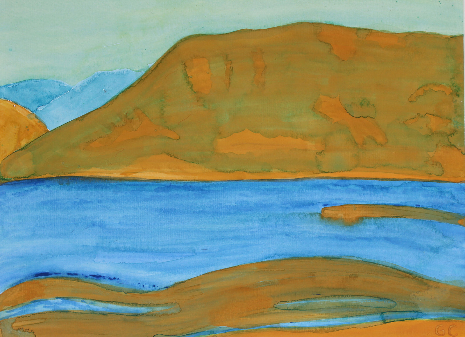 <i>Mendocino Lake I</i> <br>2016 Watercolor & Gouache <br><br>#89645