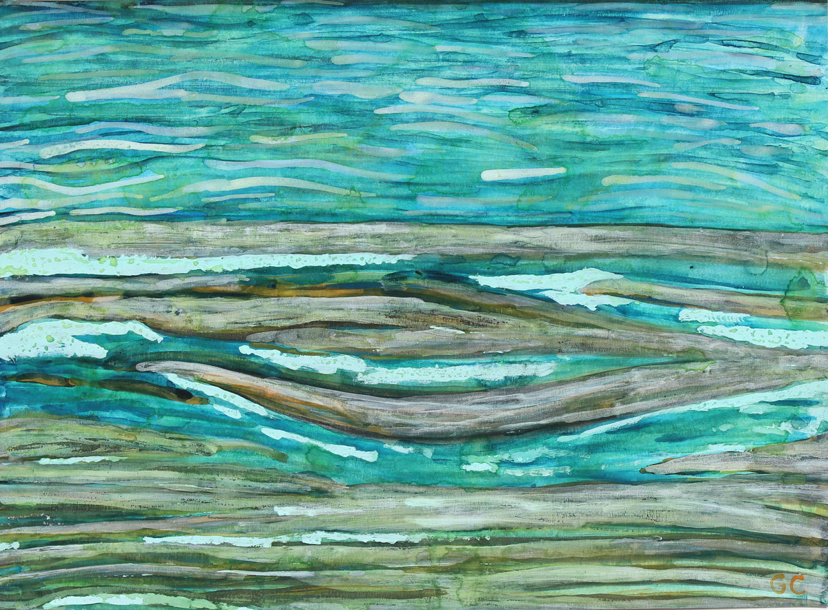 <i>Mendocino Lake II</i> <br>2016 Watercolor, Gouache & Oil <br><br>#89646