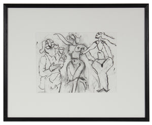 <I>Minimalist Abstracted Figures</I> <br> Mid-Late 20th Century Charcoal <br><br>#90404
