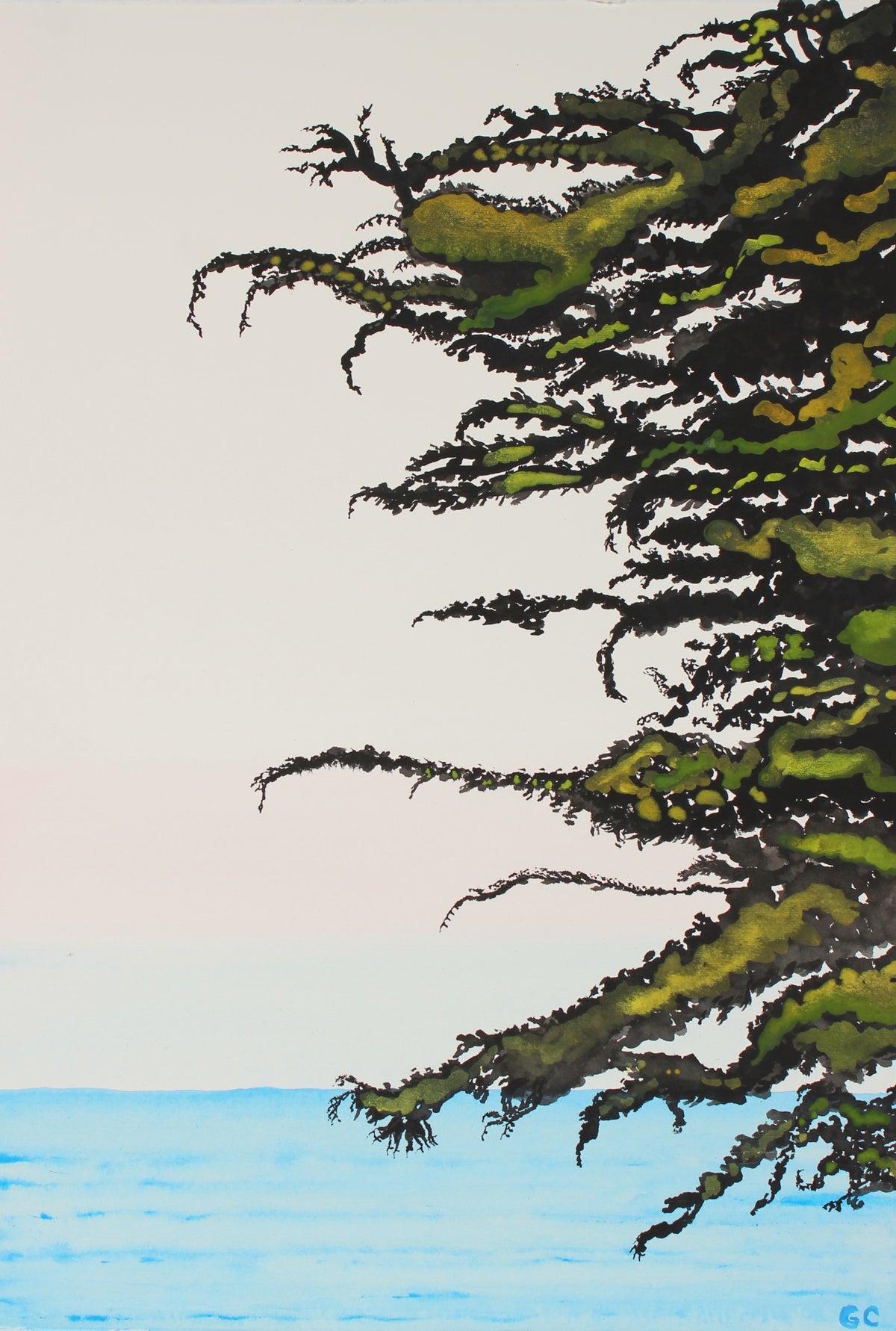 &lt;i&gt;Pacific Cypress Sunrise&lt;/i&gt;&lt;br&gt;2016 India Ink, Watercolor &amp; Gouache&lt;br&gt;&lt;br&gt;#90462
