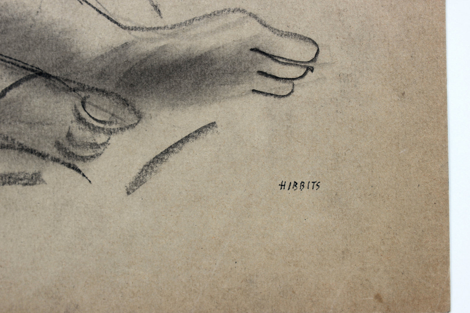 Cross-Legged Female Nude<br>Early-Mid Century Charcoal Drawing<br><br>#90744