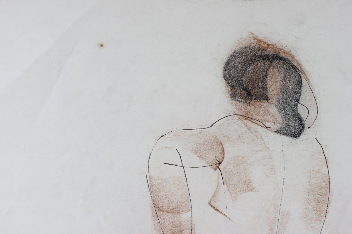 Comfortable & Casual<br>1961, Charcoal, Ink, & Pastel<br><br>#90746