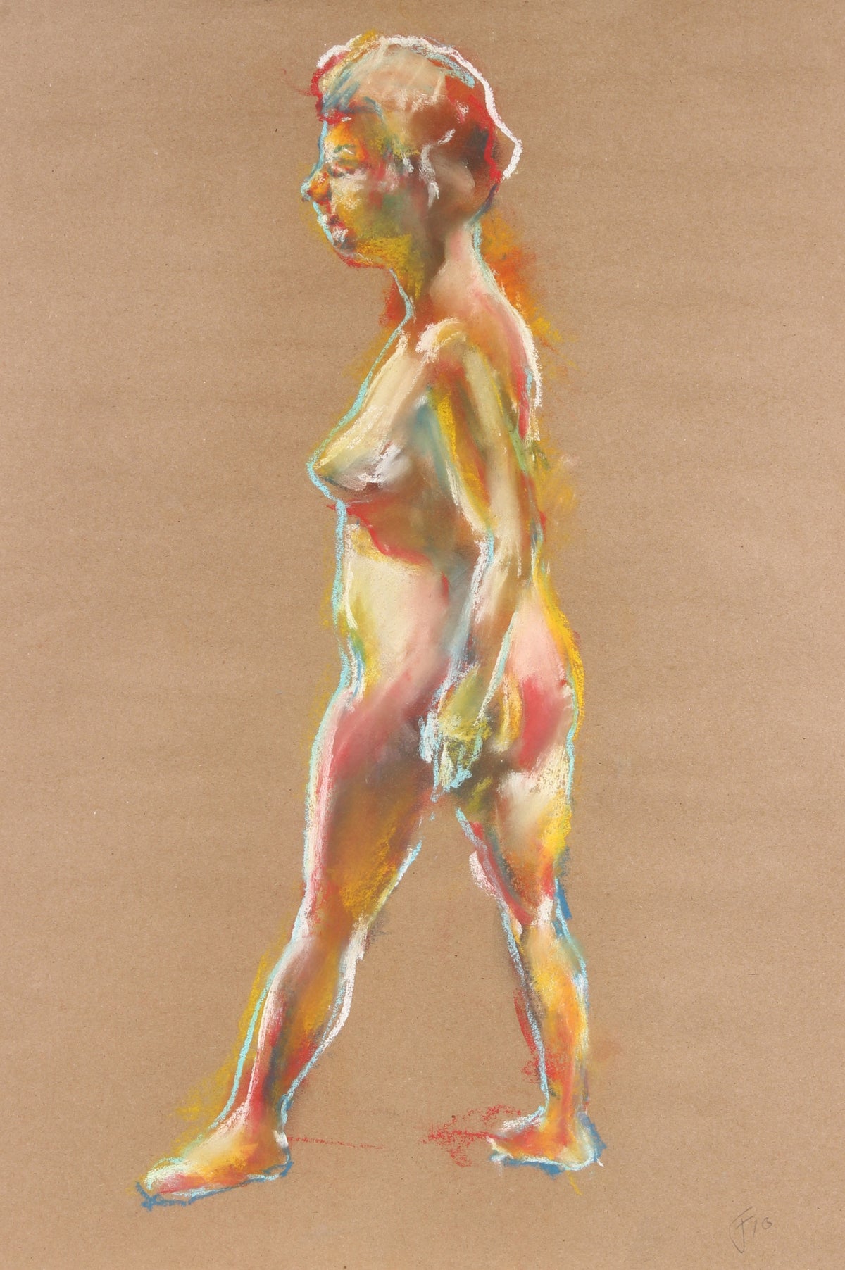 Standing Nude Female Figure &lt;br&gt;1970 Pastel &lt;br&gt;&lt;br&gt;#91458