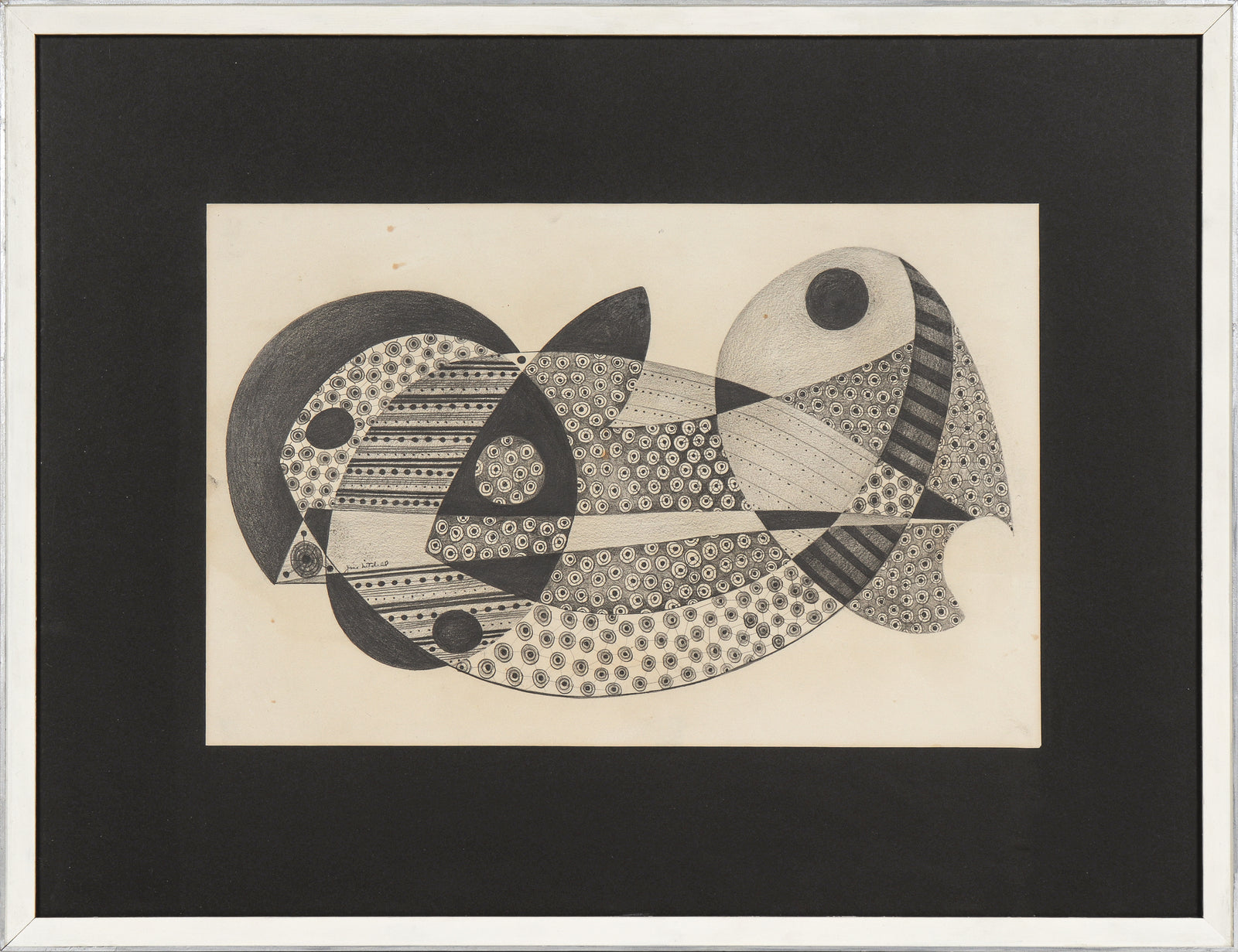 Monochrome Geometric Abstract <br>1970s Graphite <br><br>#91523