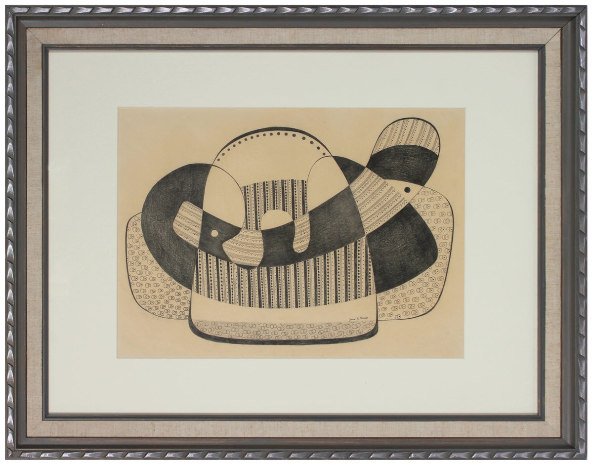 Curvilinear Patterned Abstract &lt;br&gt;Circa 1970s Graphite &lt;br&gt;&lt;br&gt;#91524