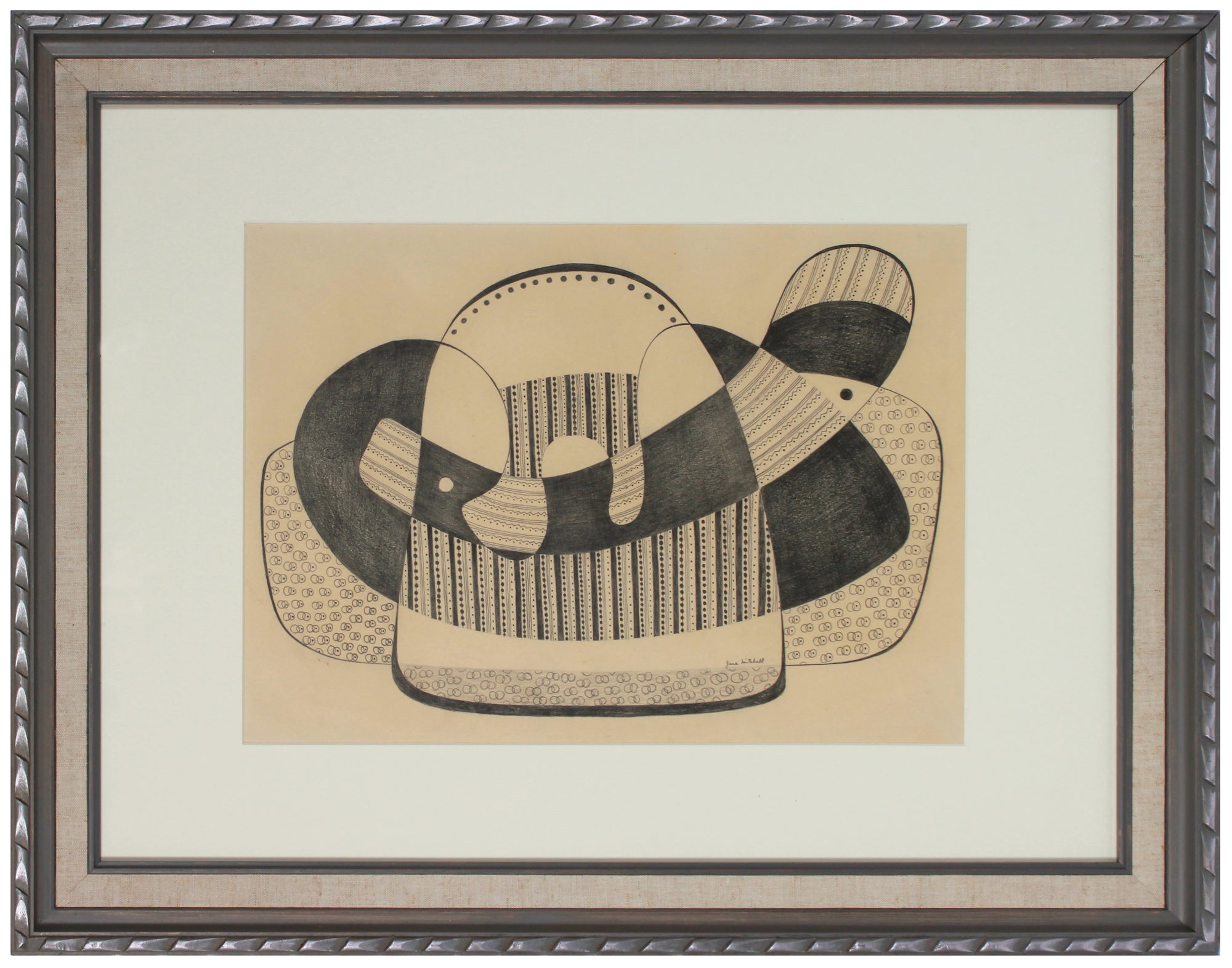 Curvilinear Patterned Abstract <br>Circa 1970s Graphite <br><br>#91524