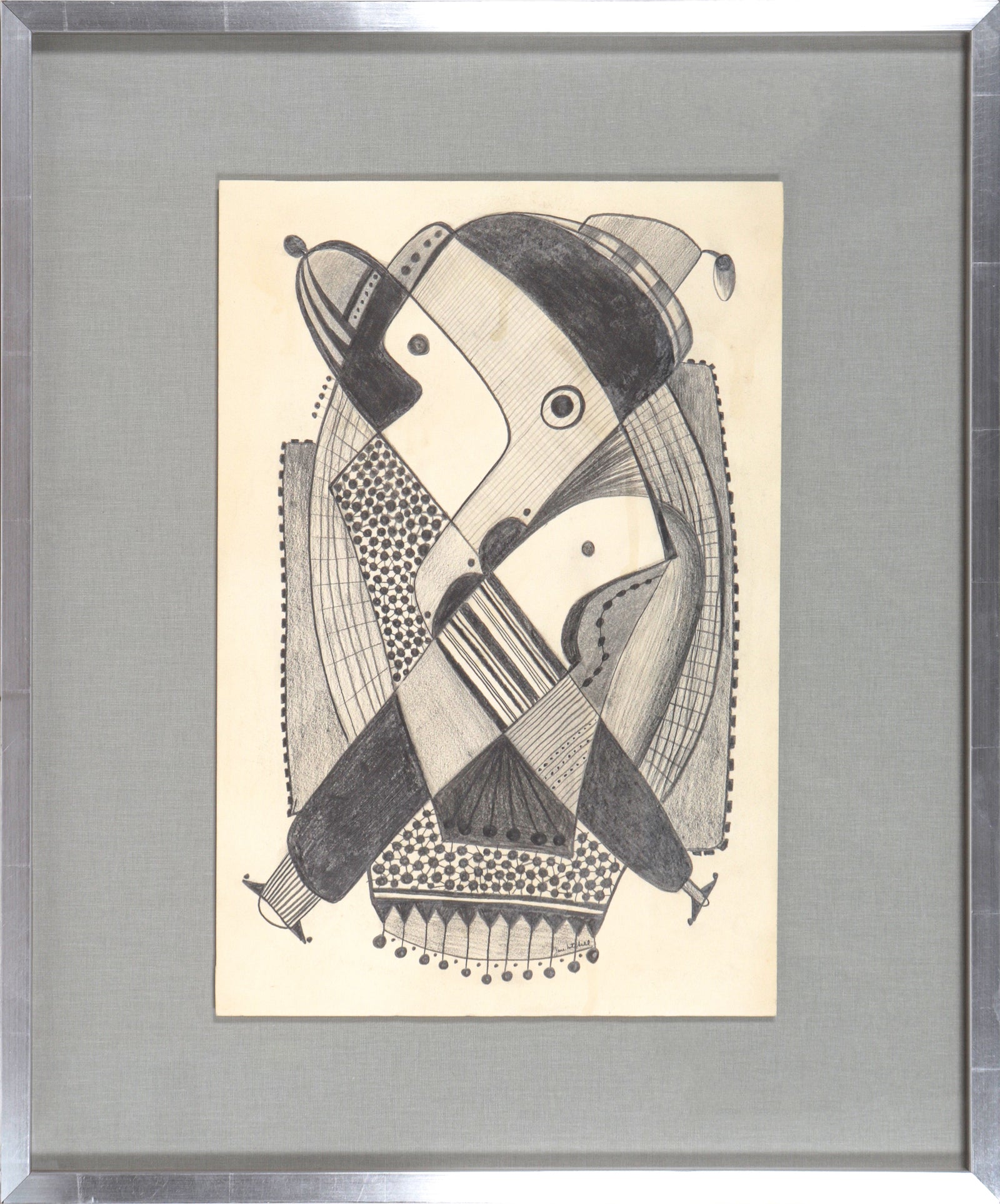 Intricate Modernist Abstract <br>1970-80s Graphite <br><br>#91527