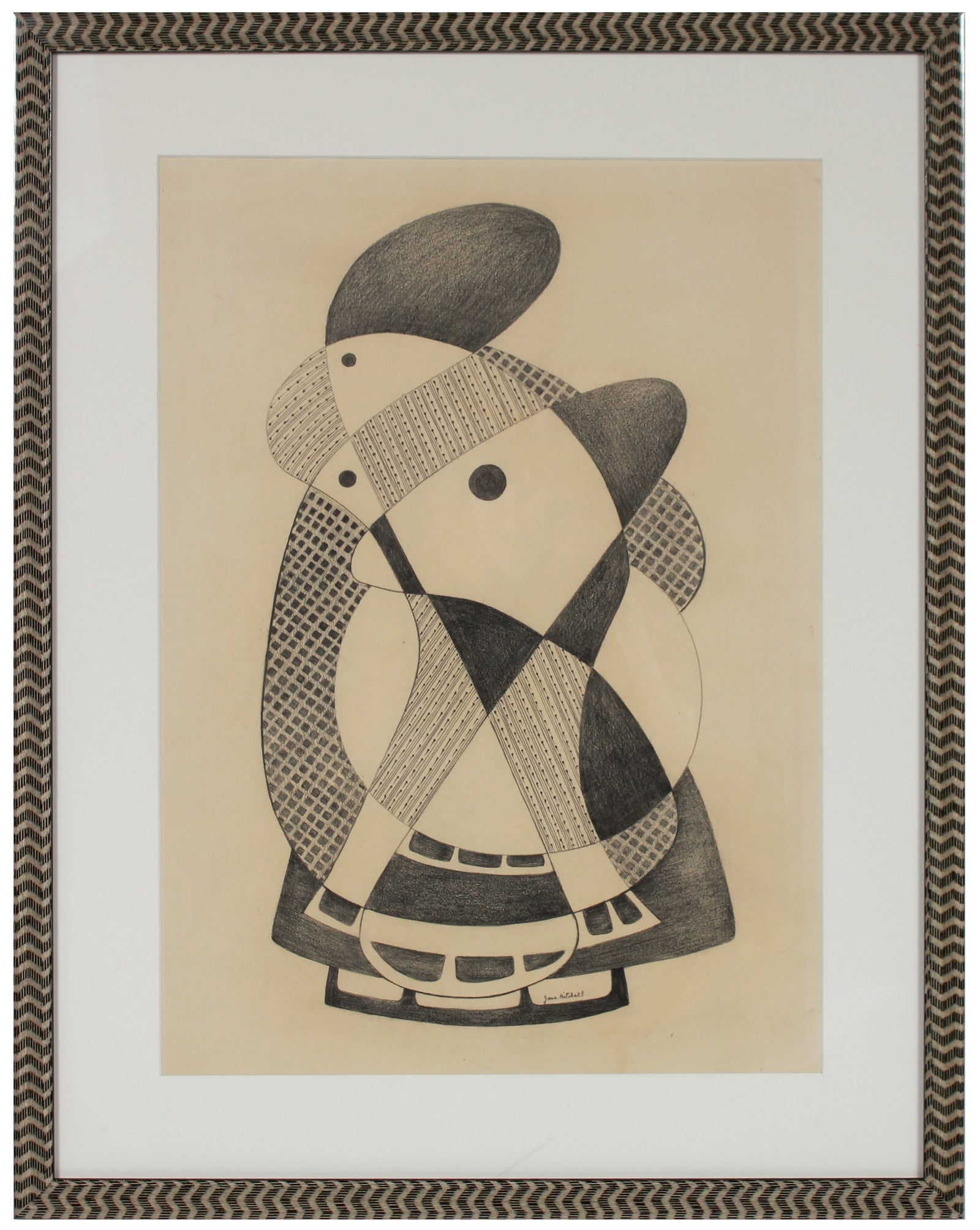 Checkered Undulating Forms <br>1970s Graphite <br><br>#91531