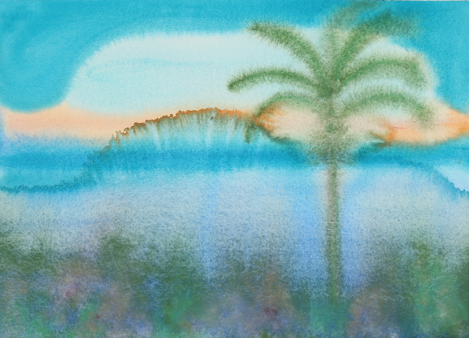 <i>Sunrise</i>, Hawaii<br>2017 Watercolor & Gouache<br><br>#92129