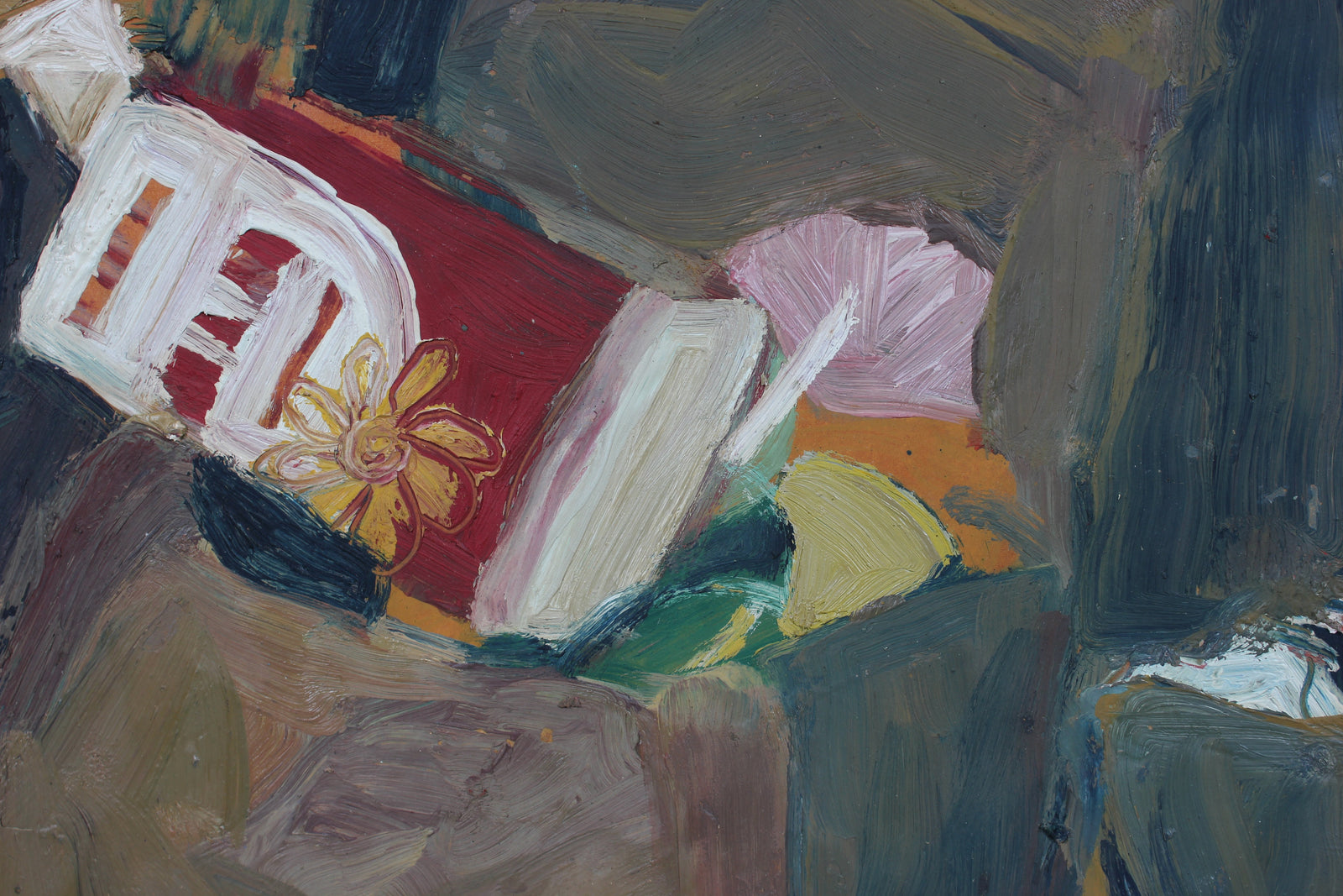 Muted Still Life in Oil Paint<br>Mid-Late 20th Century<br><br>#92534