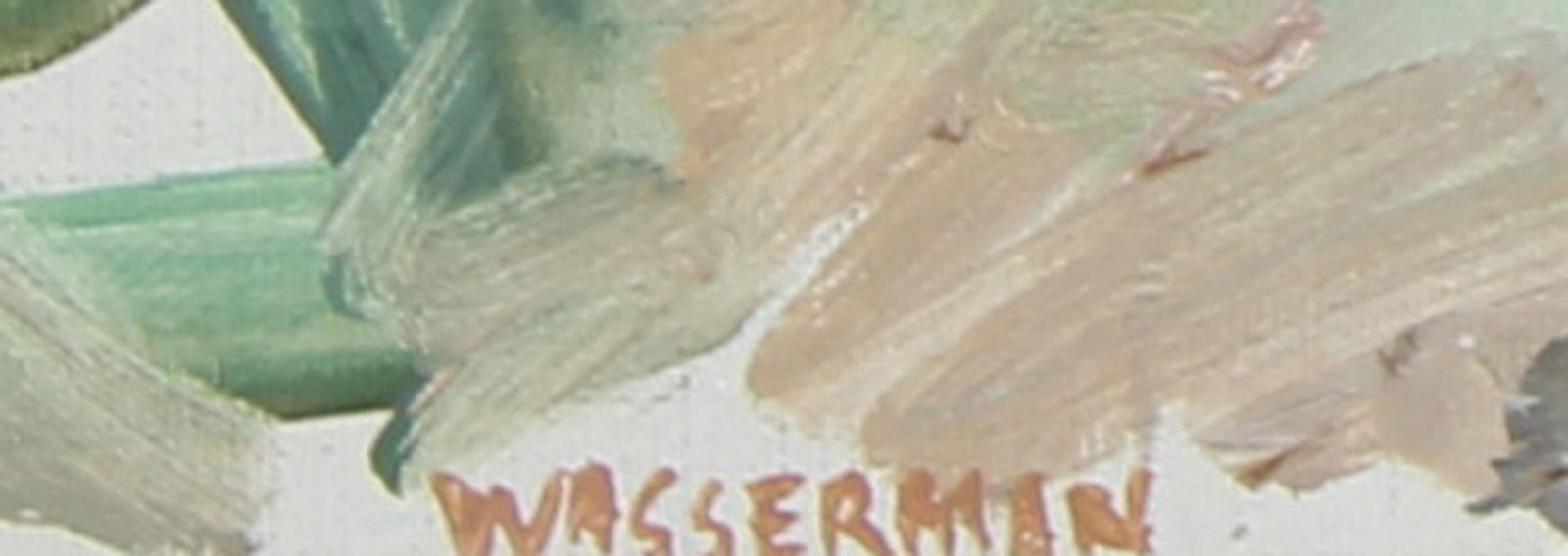 Abstracted Coastal European Village Scene<br>1950s Oil<br><br>#92886