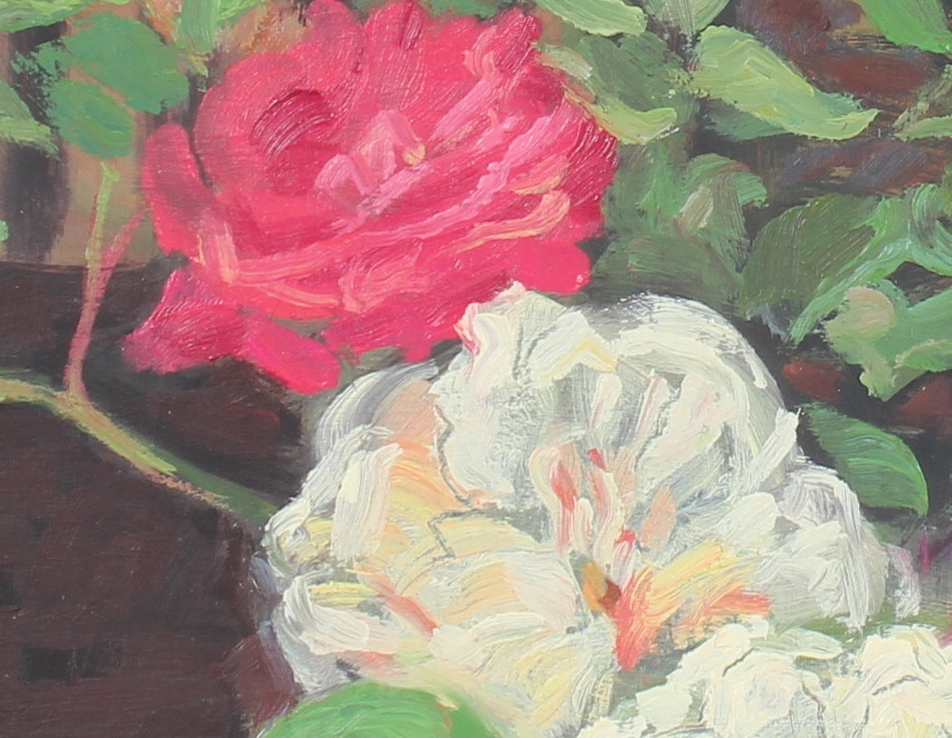 Color Still Life with Roses<br>20th Century Oil<br><br>#93177