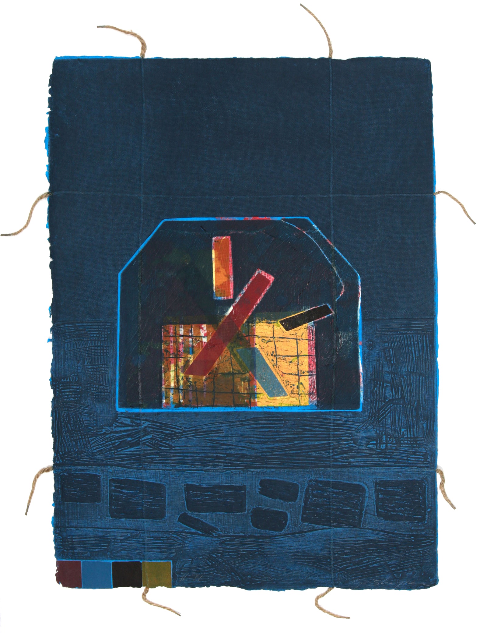 <i>#71</i> <br>1984-1988 Collograph on Handmade Paper with String <br><br>#93466