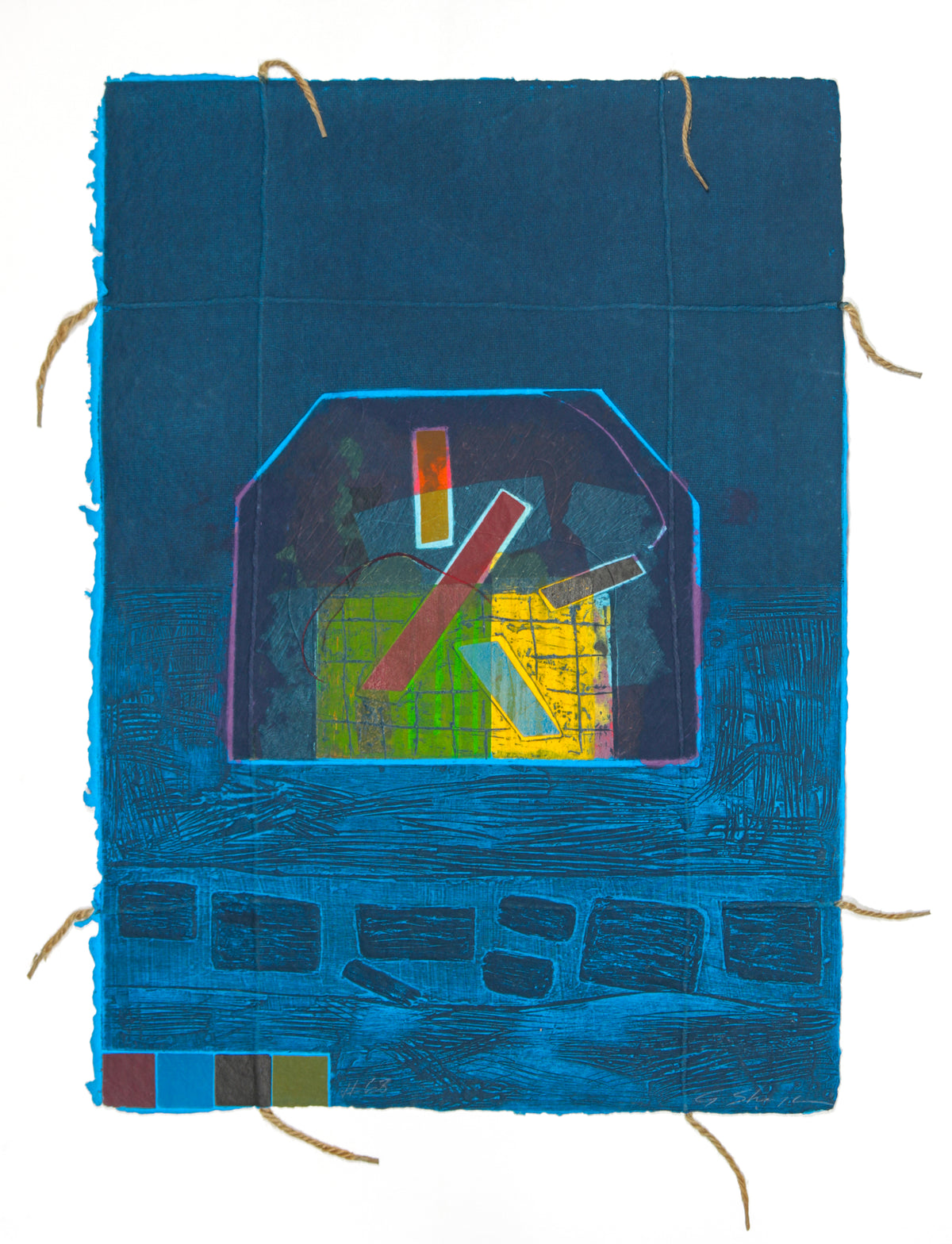 &lt;i&gt;#68&lt;/i&gt; &lt;br&gt;1984-1988 Collograph on Handmade Paper with String &lt;br&gt;&lt;br&gt;#93468