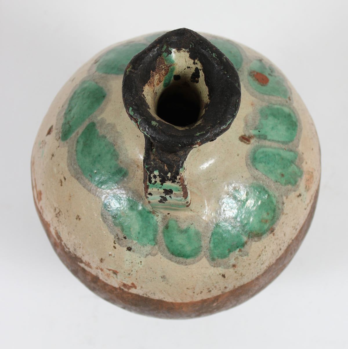 Green & Brown Handmade Vintage Ceramic Pitcher <br><br>#93624