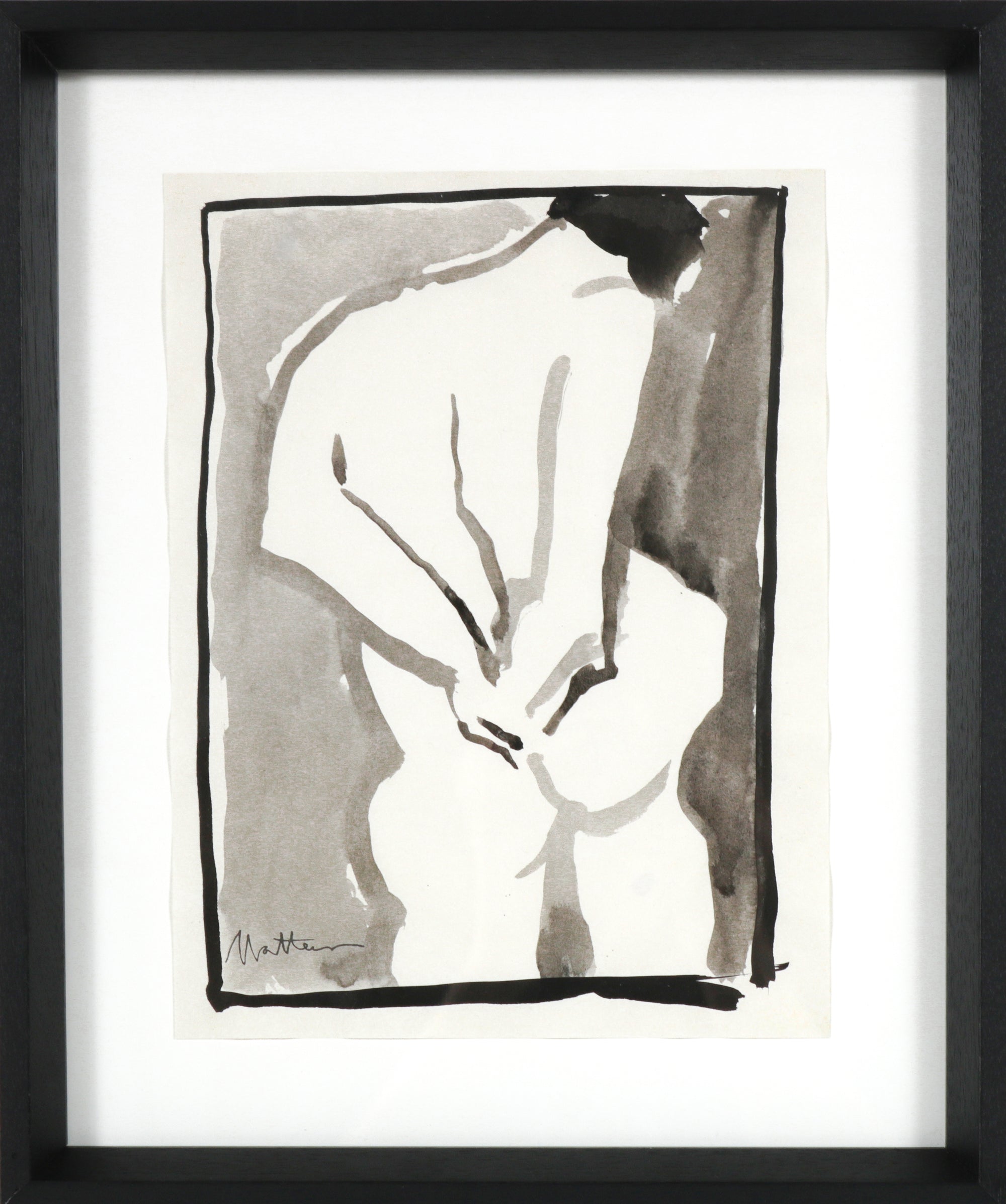Nude Figure Study <br>1995 Ink Wash <br><br>#93742