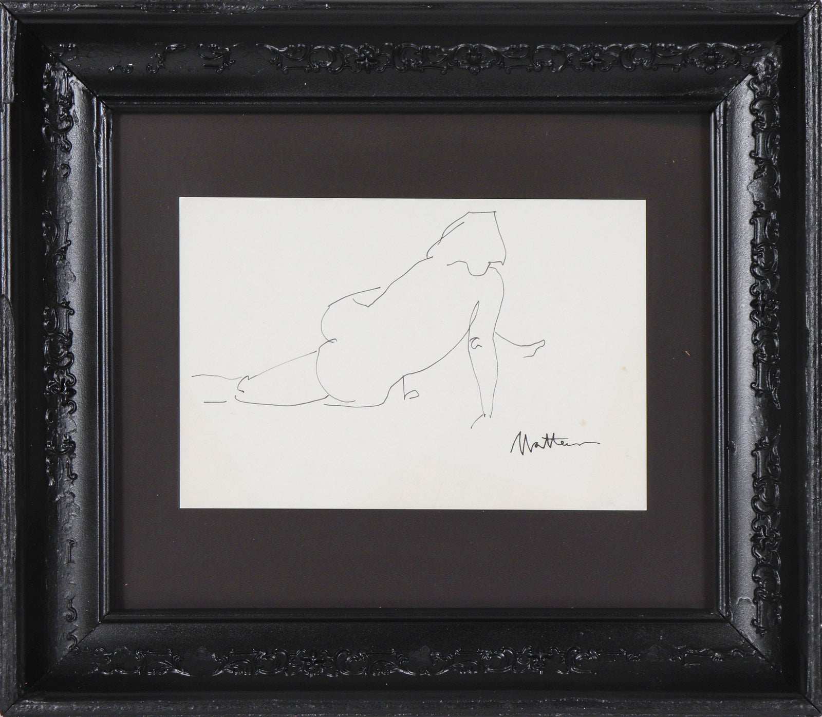 Abstracted Nude Line Drawing <br>20th Century Ink <br><br>#94042