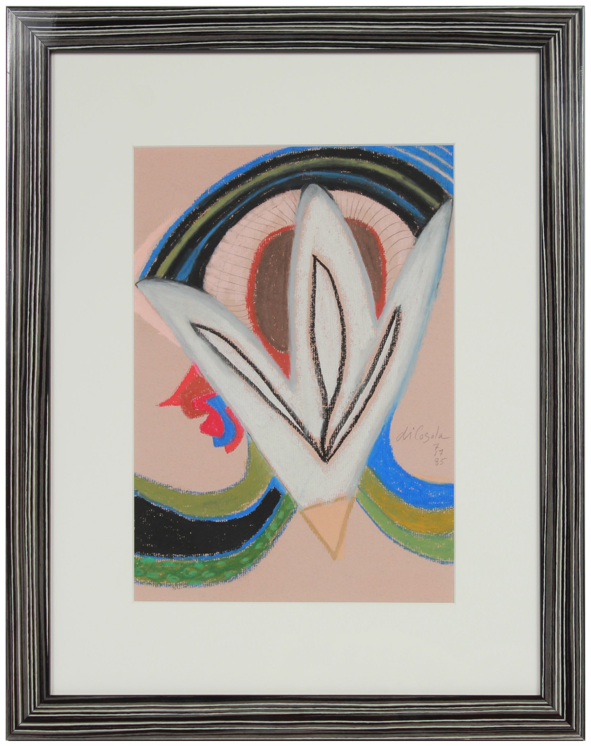 Surrealist Abstract Color Field with Flower <br>1985 Pastel & Graphite <br><br>#94079