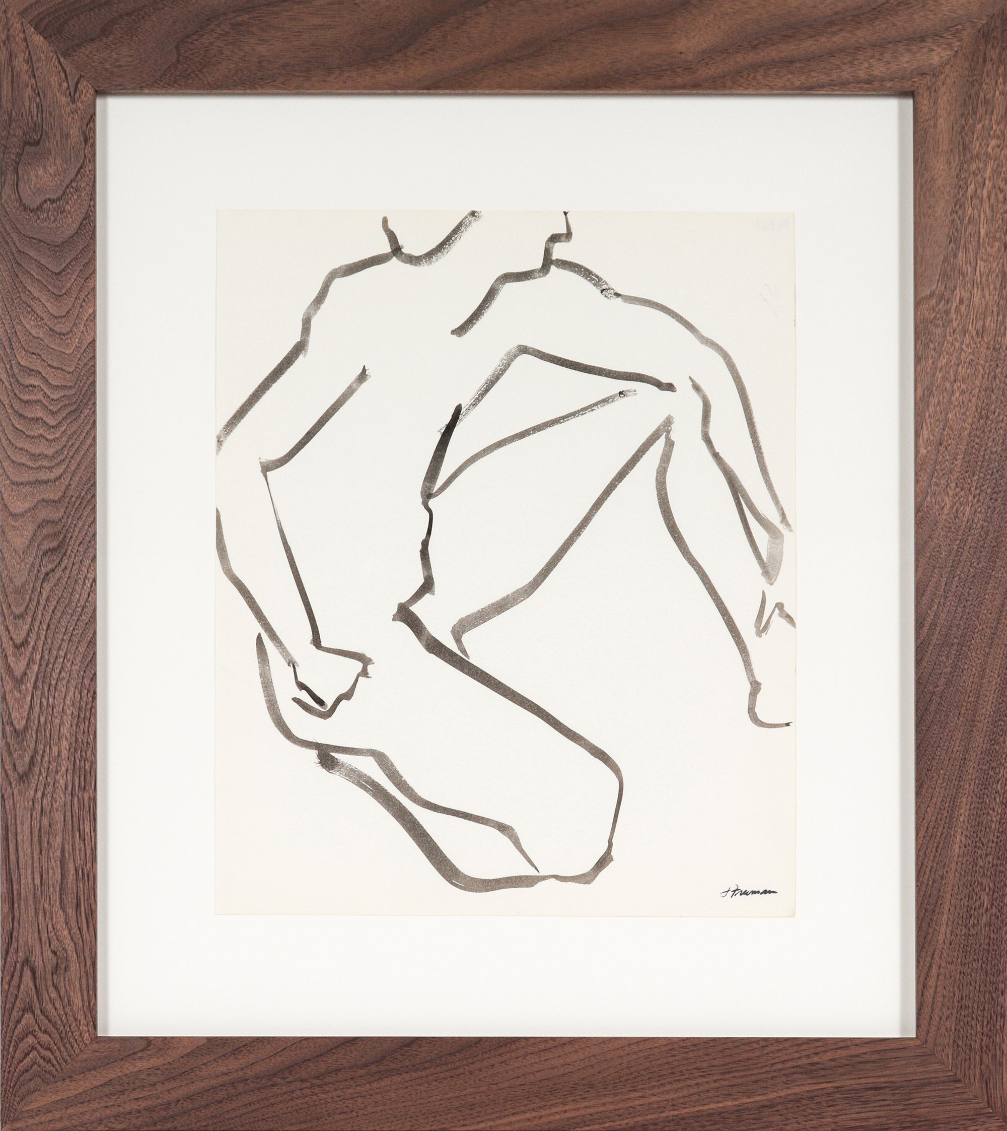 Modernist Figure Drawing <br>1976 Ink Wash <br><br>#94988